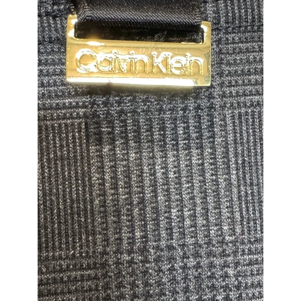 Women's Calvin Klein L Dark Grey Plaid stretch pull on pants